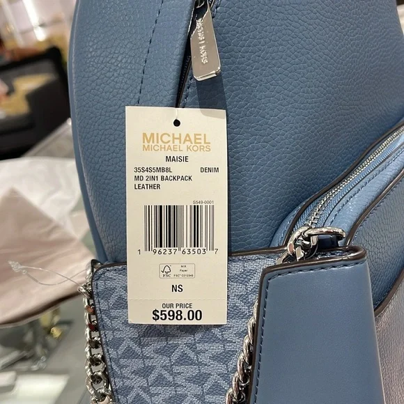 MICHAEL KORS DENIM COLOR 
Maisie Medium Pebbled Leather 2-in-1 Backpack - Picture 6 of 16